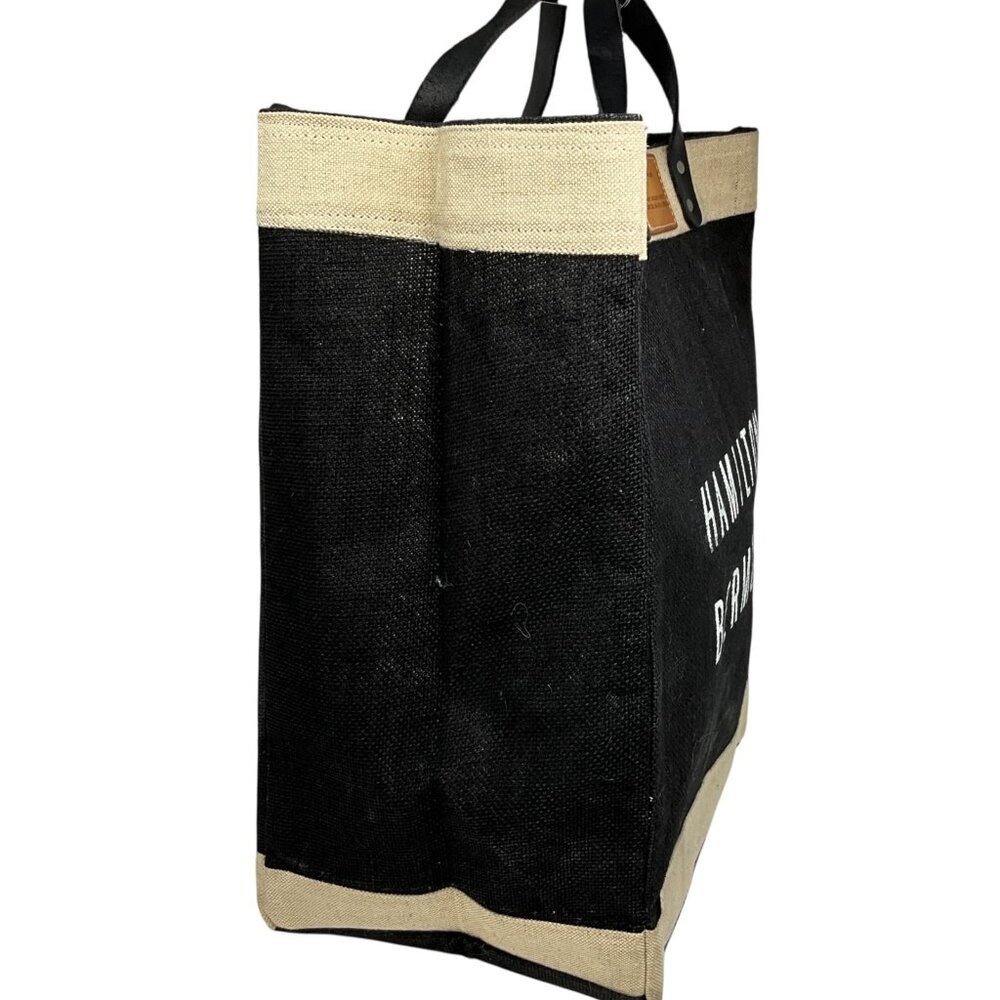 Apolis Jute Market Bag Tall Black Hamilton Bermuda Leather Handles - Picture 4 of 10